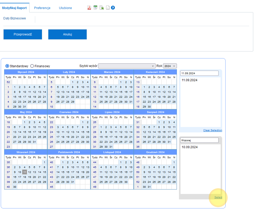 Wybieranie drugiej daty